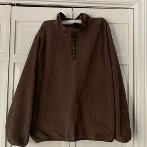 Men’s Lands End fleece size XL/L 3/4 snap closure polartec brown